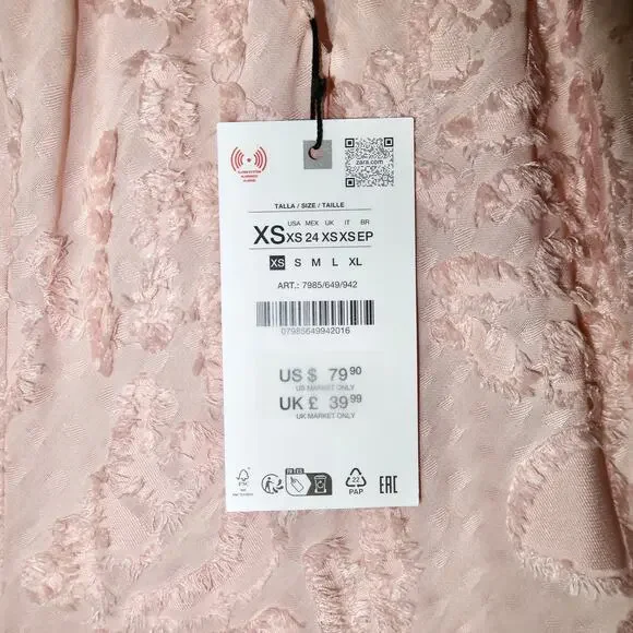 ZARA NEW WOMAN SS25 STRUCTURED MAXI HALTER DRESS BEIGE-PINK XS - Picture 10 of 11